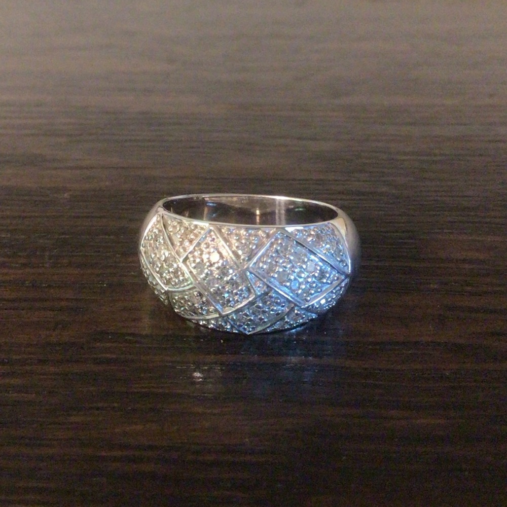 Sterling Silver White Diamond Dome Ring
